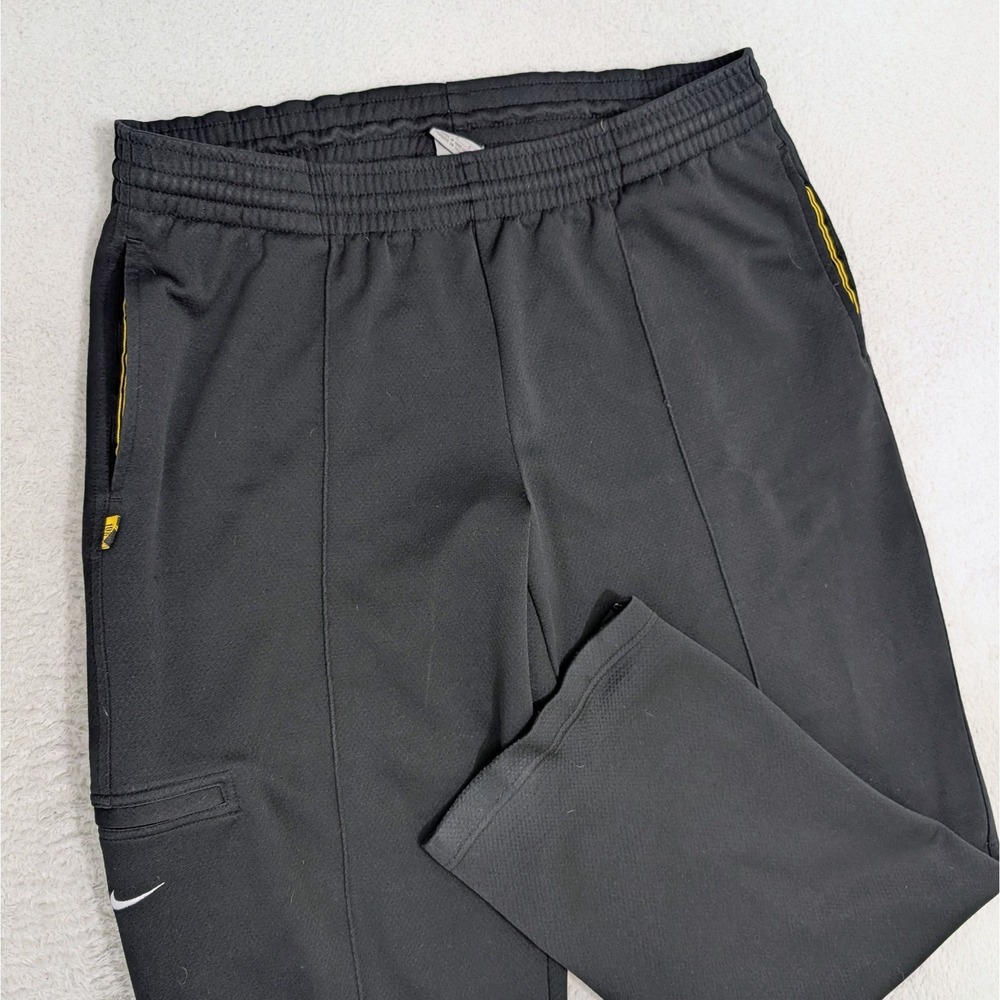 Y2K VTG Nike Pants Zip Ankle Silver Tab Black Wide Leg Zip Cargo 35x31 Men's L‎